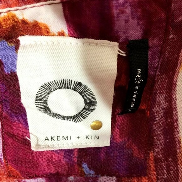 ANTHROPOLOGIE Akemi + Kin Boho Tunic Blouse Top Womens Ikat Red/Purple Sz Small - Picture 4 of 6